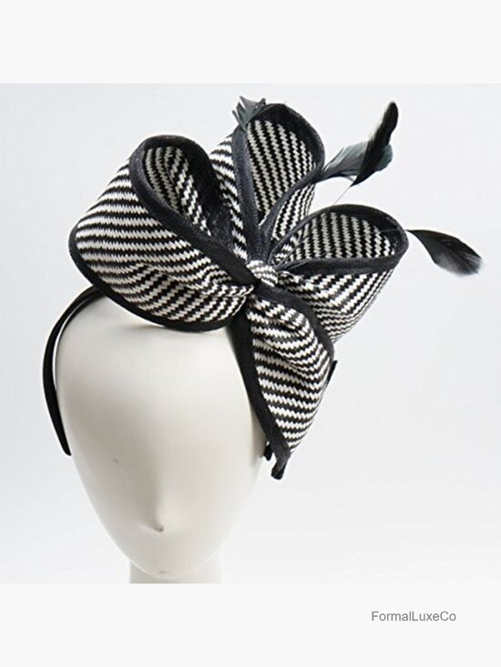 Derby Fascinator Hat with Sinamay Bow, Adjustable, Lightweight
